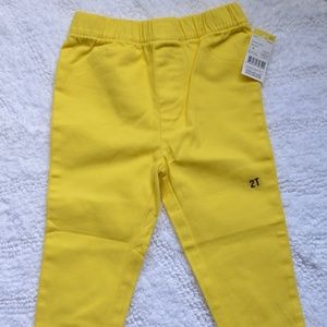 WonderKids Cotton Girls 2 Toddler Size Yellow Pants Elastic Waist.